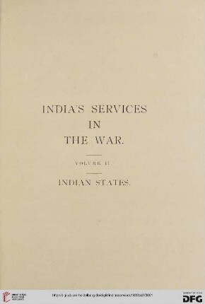 Volume 2: India's services in the war: The Indian states
