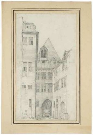 Ansicht eines alten Hofes (in einer Stadt)