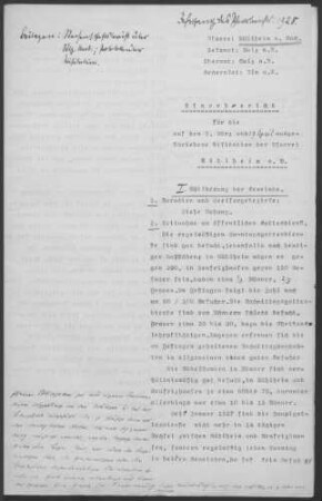 Mühlheim/Bach-Renfrizhausen: Pfarrbericht 1928