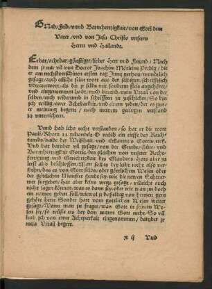 Gnad/ Frid/ unnd Barmhertzigkait/ von Gott dem Vater/ und von Jesu Christo unserm Herrn und Hailandt.