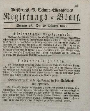 Nr. 19 : 29. Oktober 1830