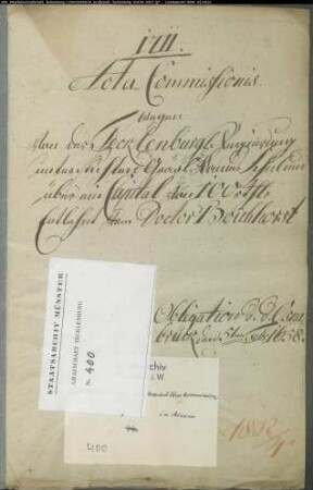 Obligation des Schatzhebers zu Tecklenburg Heinrich Schrader zugunsten des Johann Wilhelm Bockhorst (Boichorst), Dr. jur. utr., fürstlich osnabrücker Rat