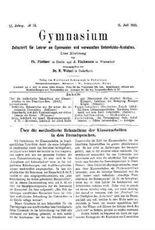 Über die methodische Behandlung der Klassenarbeiten in den Fremdsprachen