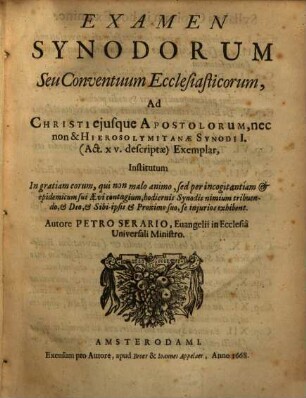 Examen synodorum s. conventuum ecclesiasticorum