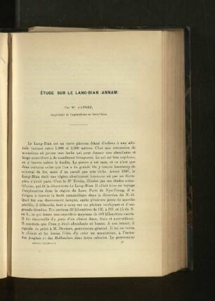 Etude sur le Lang-Bian (Annam)