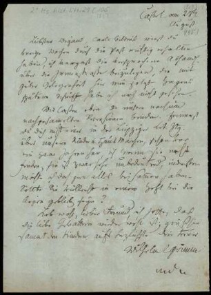 Brief von Wilhelm Grimm an Paul Wigand