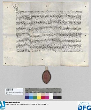 Georius, Abt des Benediktinerklosters St. Egidien in Nürnberg, stellt ein Vidimus aus von der Verschreibung der Städte Heidingsfeld und Berngeim gegen Nürnberg d.d. 23 Juli 1432.