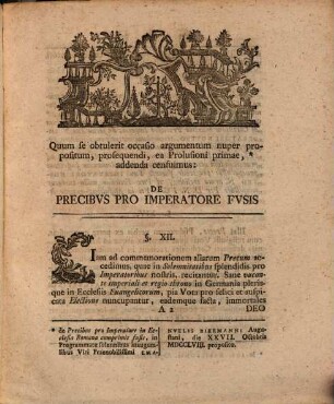 Facvltatis Ivridicae Prodecanvs Et Senior Christianvs Gottlieb Bvder D. Praenobilissimi Candidati Ioannis Georgii Moehrlini Ravenspvrgo Svevi Solennia Inavgvralia Indicit Ad Diem XXV Aprilis An. S. MDCCLIX. Pavca Praefatvs De Precibvs Pro Imperatore Fvsis