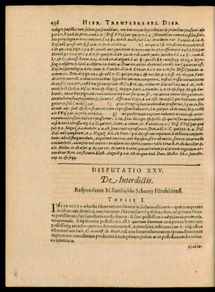 Disputatio XXV. De Interdictis.