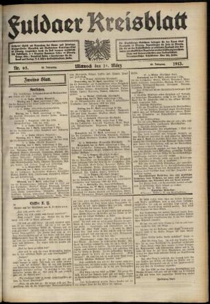 Zweite Ausgabe vom Mittwoch, den 19. März 1913.