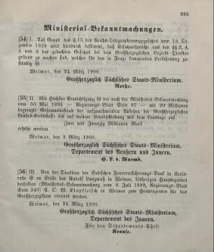 56. Ministerial-Bekanntmachung, betreffend Wechsel in der Hauptagentur der Badischen Feuerversicherungs-Bank in Karlsruhe