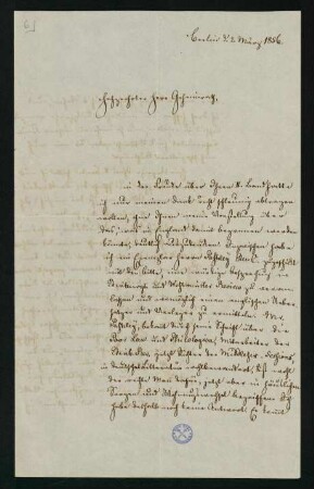 Brief vom 2. März 1856