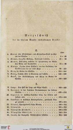 Verzeichniß der in diesem Bande enthaltenen Artikel