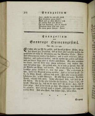 Evangelium am Sonntage Quinquagesimä. - Evangelium am Sonntage Invocavit.