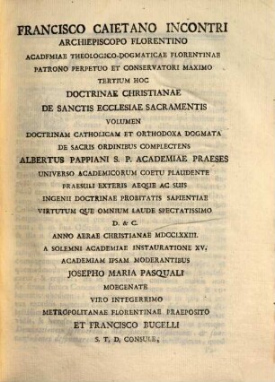 Doctrina Christiana De Sacrosanctis Ecclesiae Sacramentis : Ab Heterodoxorum Erroribus Vindicata ; In Tres Tomos Distributa, 3