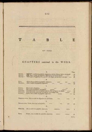 Table of the Chapters contained in this Work