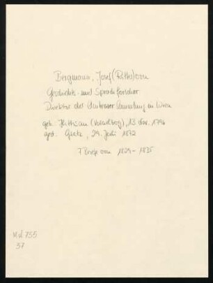 Briefe von Joseph Bergmann an Gustav Schwab