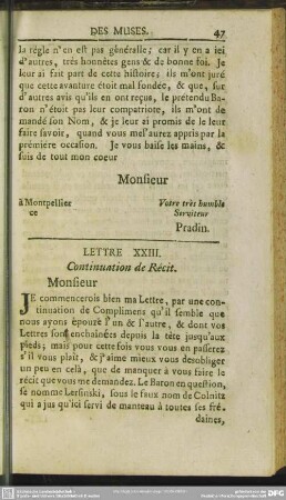 Lettre XXIII. Continuation de Recit