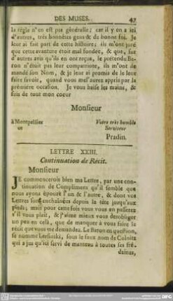 Lettre XXIII. Continuation de Recit