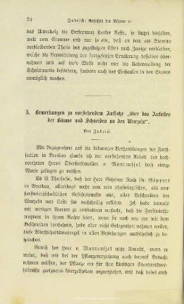 I.3. Bemerkungen zu vorstehendem Aufsatze "über das Aufasten der Bäume und Schneiden an den Wurzeln"