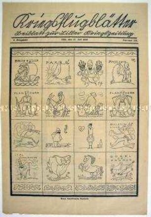 Illustrierte Beilage der "Liller Kriegszeitung" mit Karikaturen zum Kriegsgeschehen
