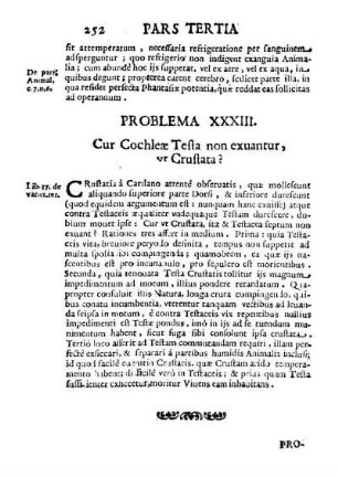 Problema XXXIII. Cur Cochleae Testa non exuantur, vt Crustata?