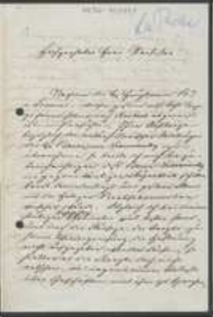 Brief von La Roche an Unbekannt