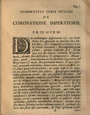 Diss. iuris publ. inaug. de coronatione imperatoris