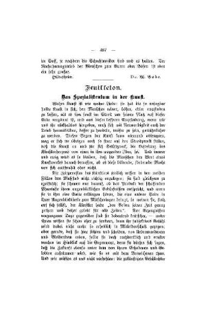 Feuilleton : Das Spezialistentum in der Kunst