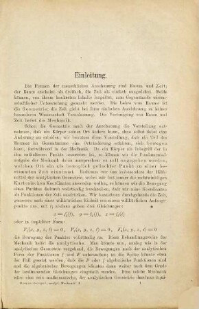 Lehrbuch der analytischen Mechanik, 1. Mechanik der materiellen Punkte