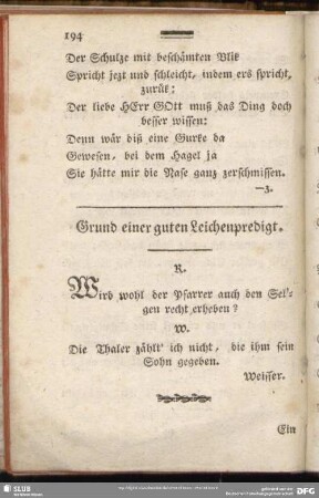 Grund einer guten Leichenpredigt