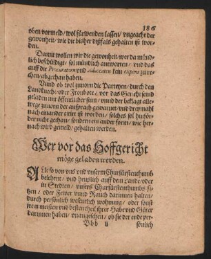 Wer vor das Hoffgericht möge geladen werden.