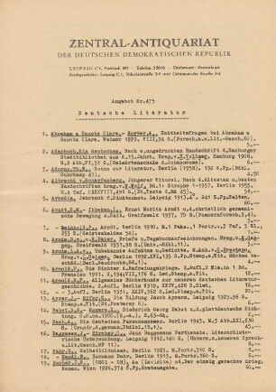 Nr. 475: Deutsche Literatur