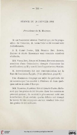 Séance du 14 Janvier 1884