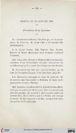 Séance du 14 Janvier 1884