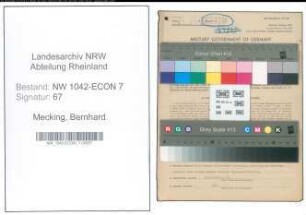 Entnazifizierung Bernhard Mecking , geb. 03.05.1893 (Schuhmacher)