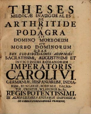 Theses med. inaug. de arthritide et podagra