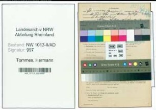 Entnazifizierung Hermann Tommes , geb. 25.06.1891 (Stadtsekretaer)