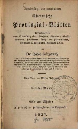 Gemeinnützige und unterhaltende rheinische Provinzial-Blätter, 4. 1837, Nr. 4