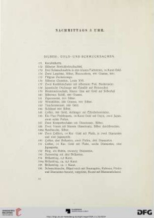 Silber-, Gold- und Schmucksachen (Nr. 171-200)
