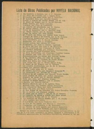 Lista de obra publicadas por Novela Nacional