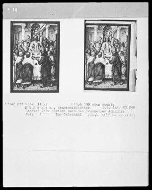 Die Passion Christi nach dem Johannesevangelium — Das Ostermahl, Folio 4 recto