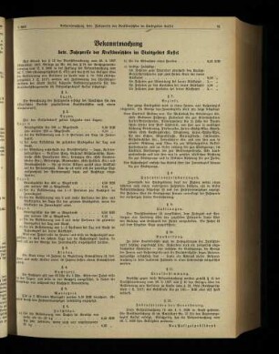 Bekanntmachung betr. Fahrpreise der Kraftdroschken im Stadtgebiet Kassel