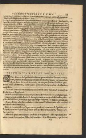 Argumentum Libri De Idololatria