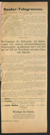 53 Reuter-Telegramme 9. Juli 1915