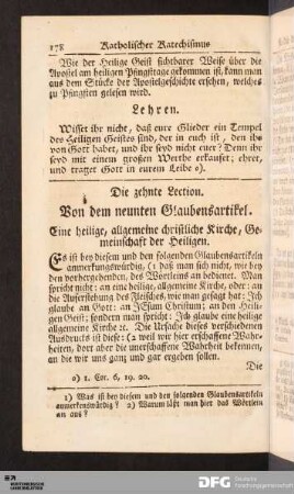 Die zehnte Lection. Von dem neunten Glaubensartikel.