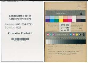Entnazifizierung Friederich Kixmoeller , geb. 30.06.1904 (Schreiner)