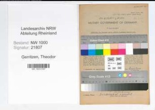 Entnazifizierung Theodor Gerritzen, geb. 15.07.1916 (Postassistent)