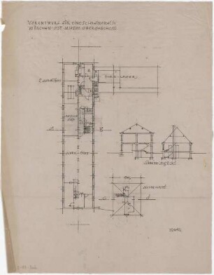 Döllgast, Hans; München - Ost; Schreinerei - Grundriss OG; Schnitte