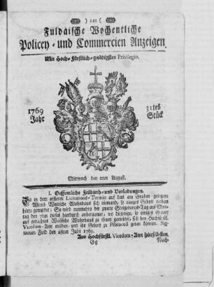 31tes Stück, Ausgabe vom 2. August 1769